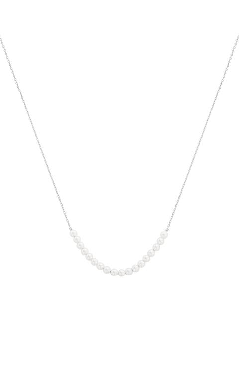 Sterling Silver 18k Gold Plated Rosalie Cultured Pearl Necklace