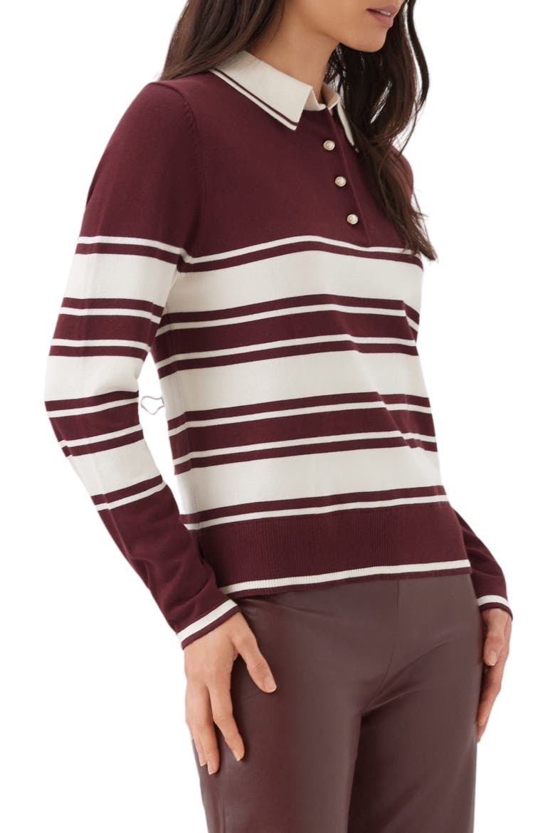 Game Day Striped Sweater, Alternate, color, WINE W/ CREAM