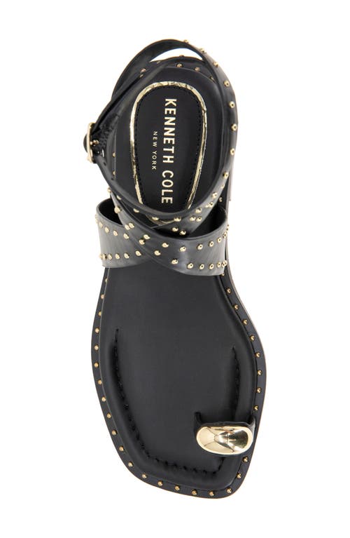 Kenneth Cole Ravenn Studded Wraparound Ankle Strap Sandal In Black