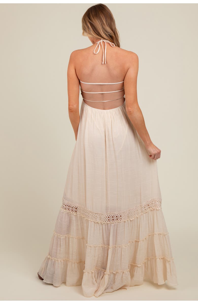 PinkBlush Smocked Open Back Maxi Dress, Alternate, color, Cream