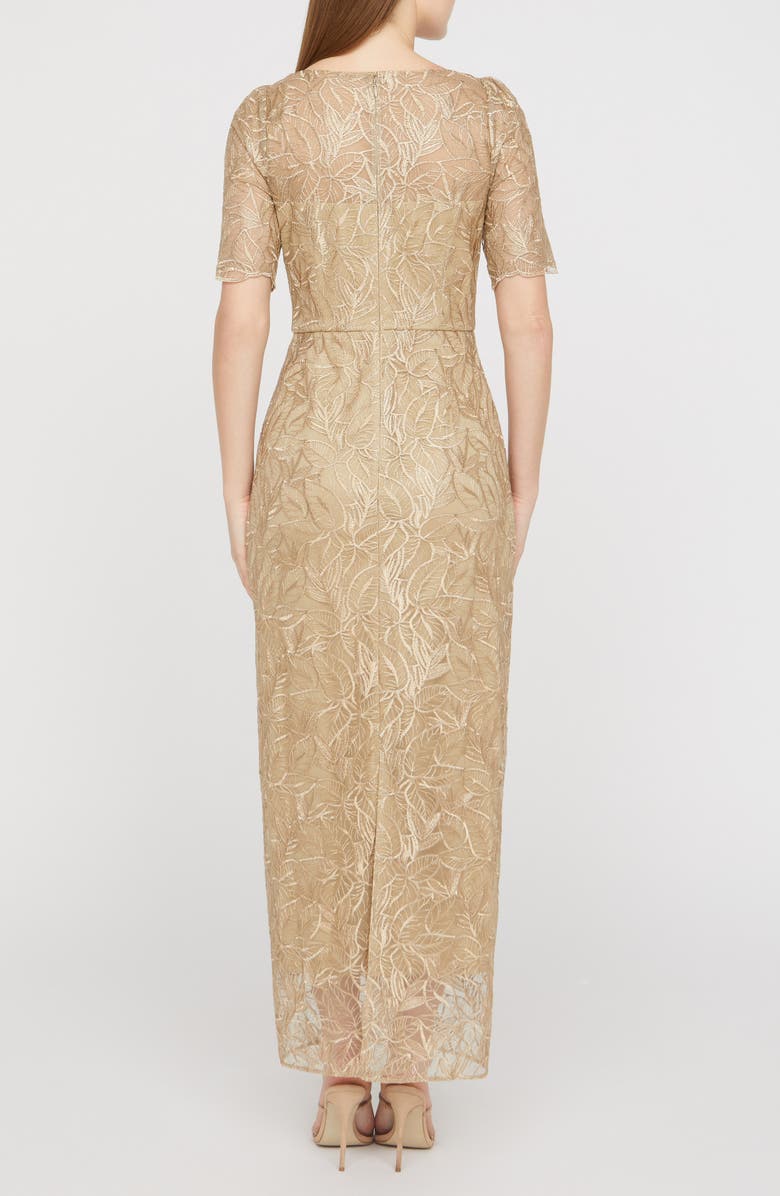 JS Collections Berlin Embroidered Cocktail Dress, Alternate, color, Gold