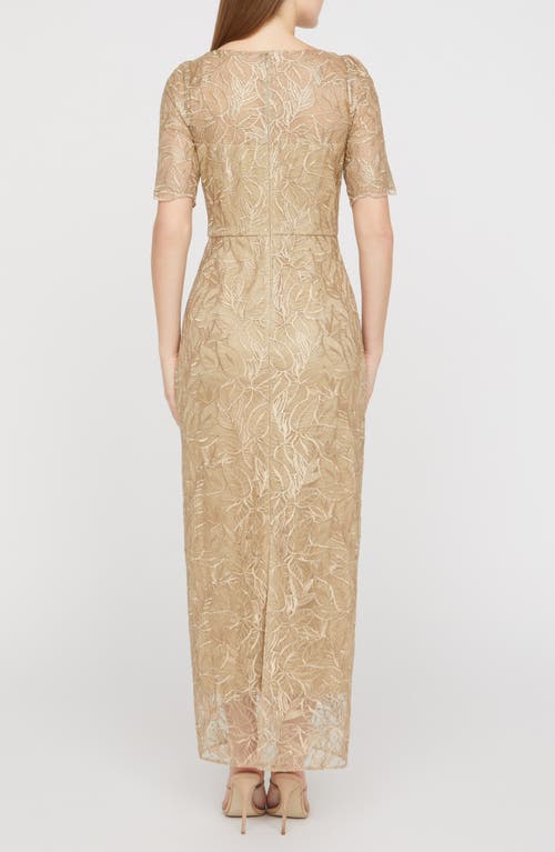 Js Collections Berlin Embroidered Cocktail Dress In Gold