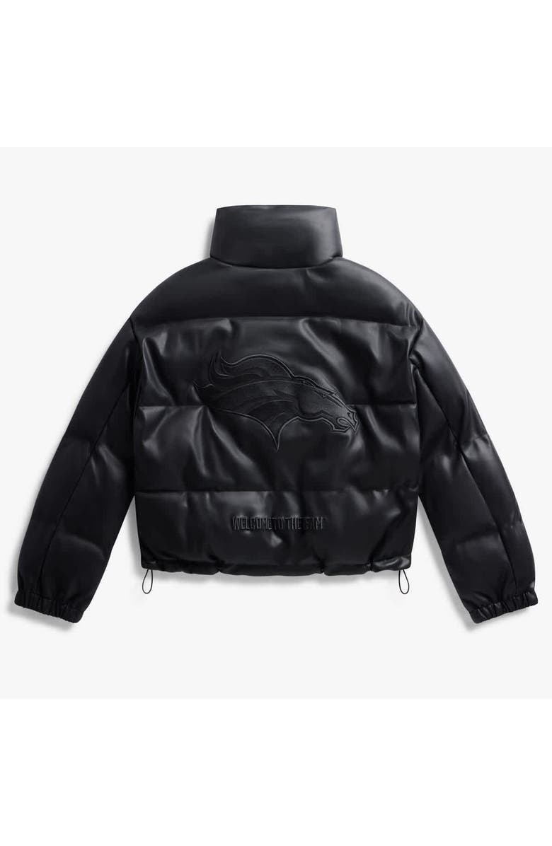 Off Season Women's  Black Denver Broncos Faux Leather Puffer Jacket, Alternate, color, Black