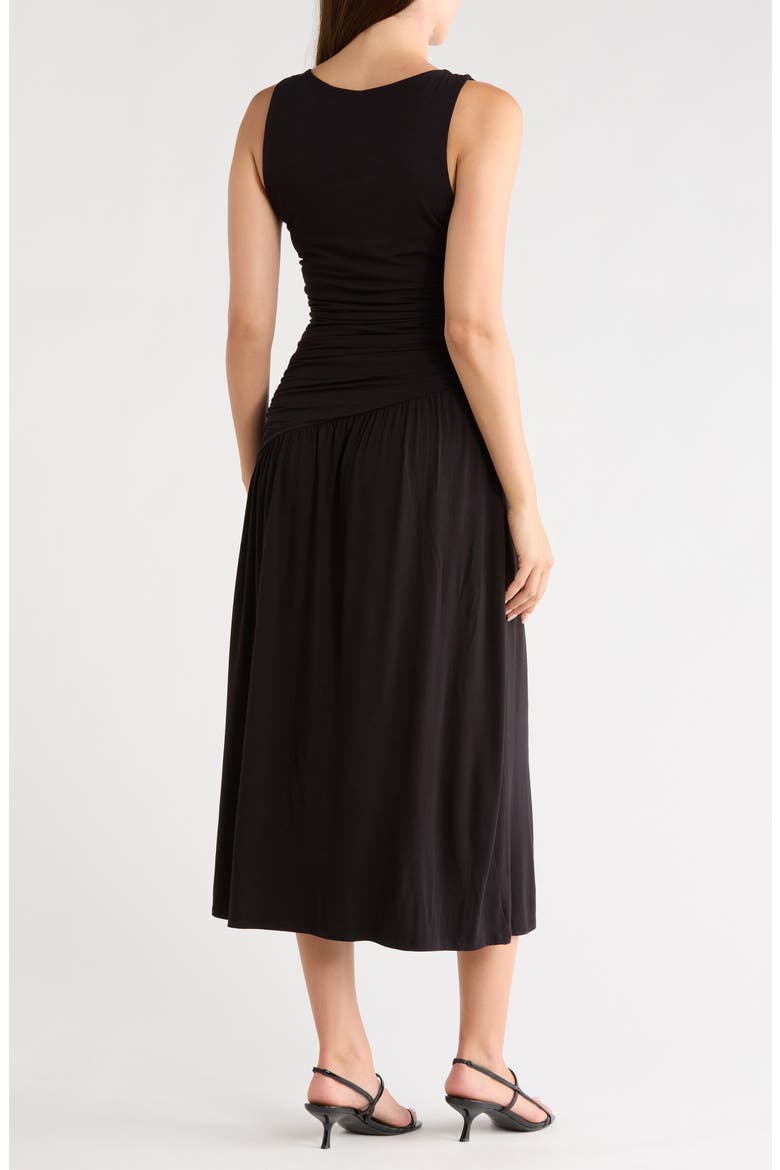 Ruched Ring Midi Dress, Alternate, color, BLACK