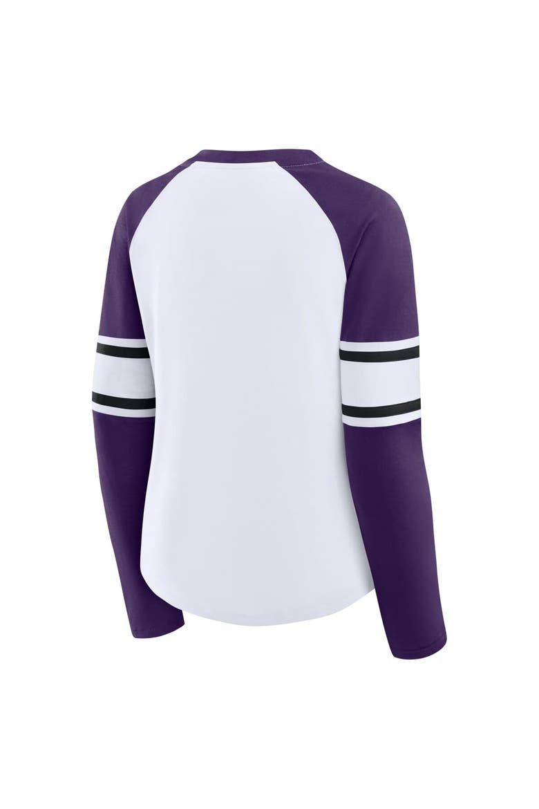 Women's Fanatics White/Purple Baltimore Ravens Redzone Blitz Package Raglan Lace-Up V-Neck Long Sleeve T-Shirt, Alternate, color, White