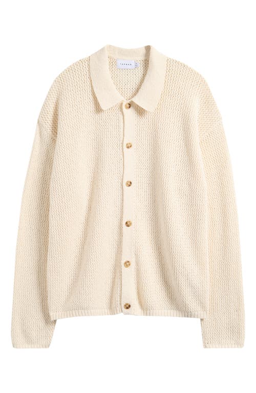 Topman Open Knit Cotton Button-up Shirt
