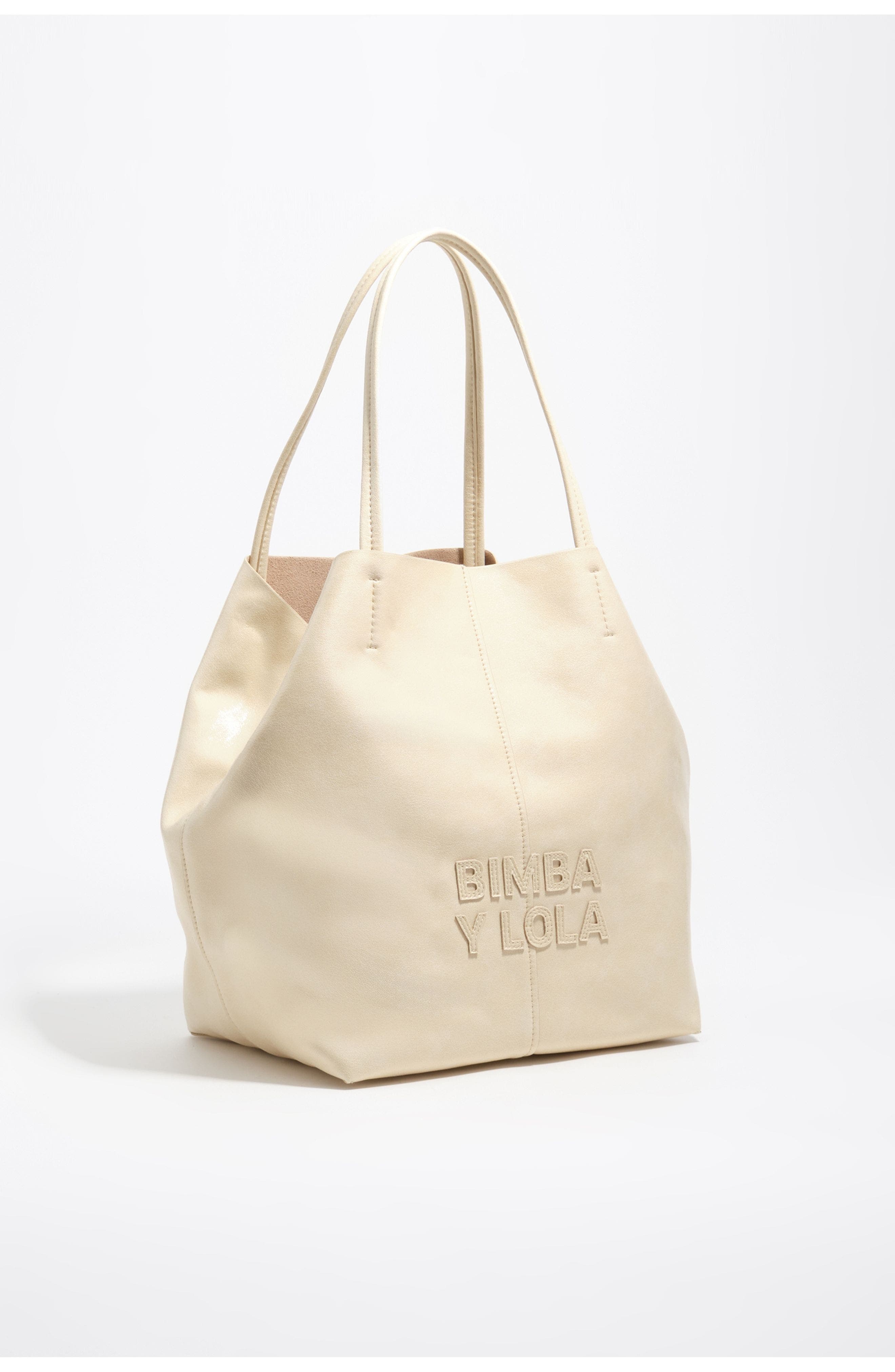 Bimba y Lola Large Structured Shoulder Bag, Main, color, Ivory