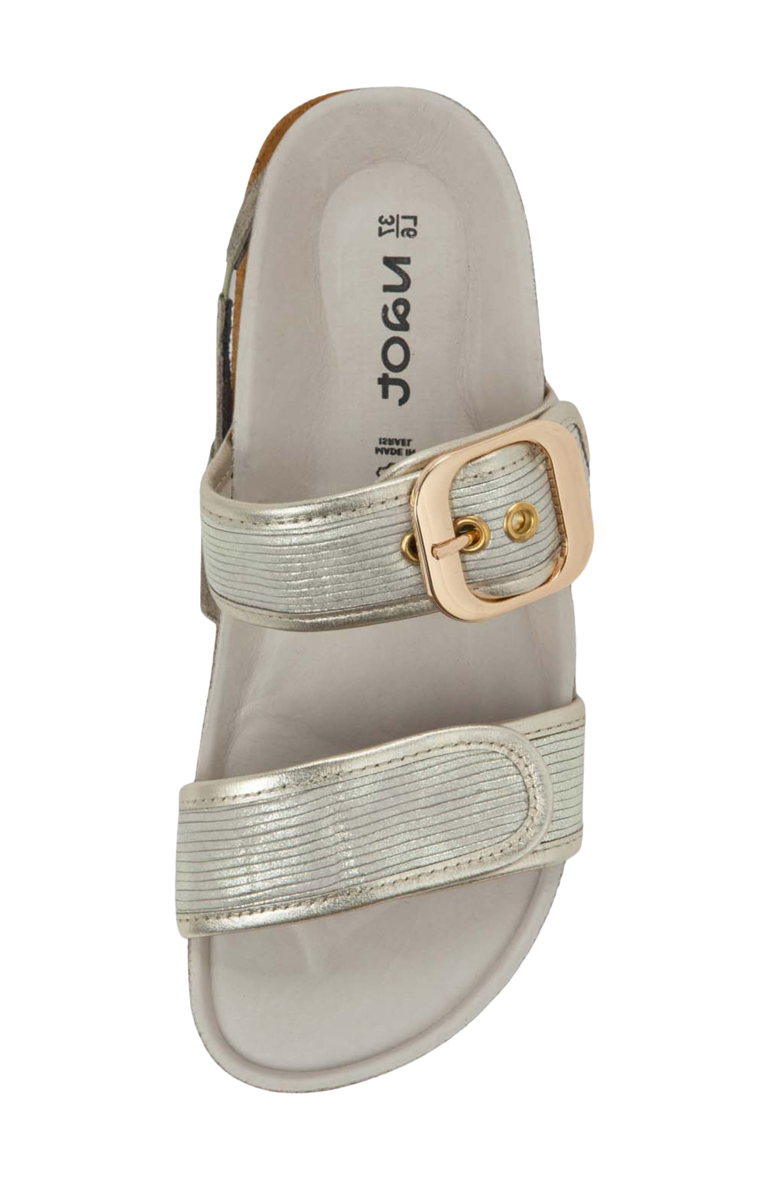 Naot Nashville Double Band Slide Sandal, Alternate, color, Platinum Strip W/ Gold