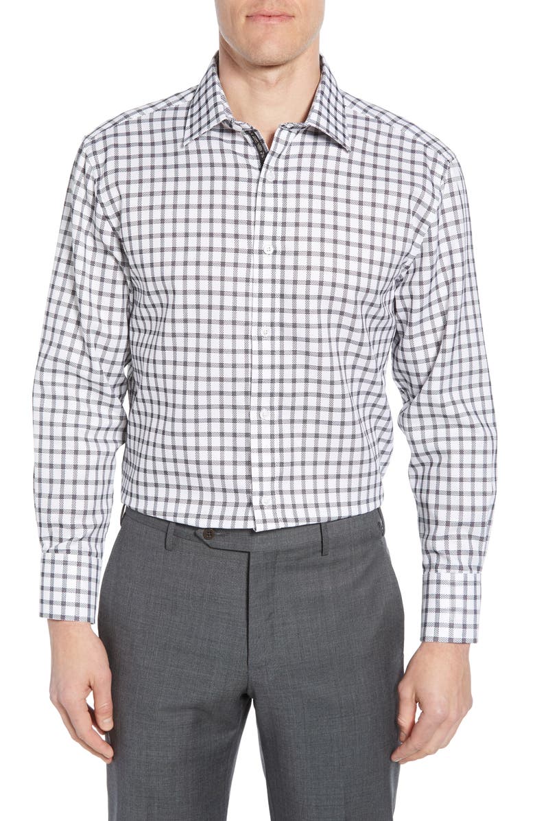 English Laundry Trim Fit Plaid Dress Shirt, Main, color, 