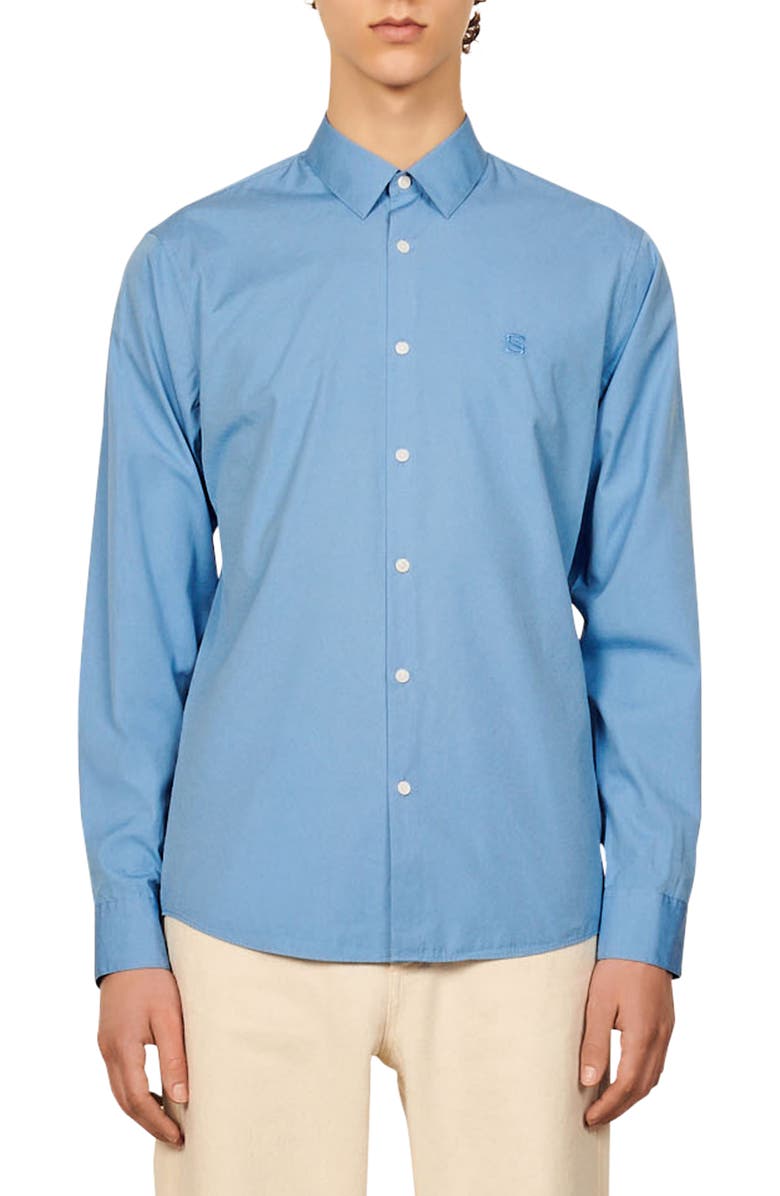 SANDRO Regular Fit Button-Up Sport Shirt, Main, color,