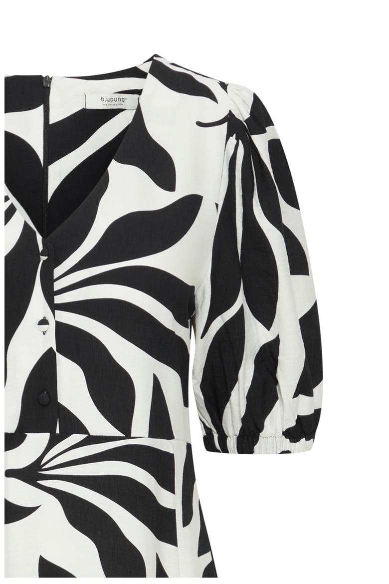Palms Printed Midi Dress, Alternate, color, BLACK PALMS MIX