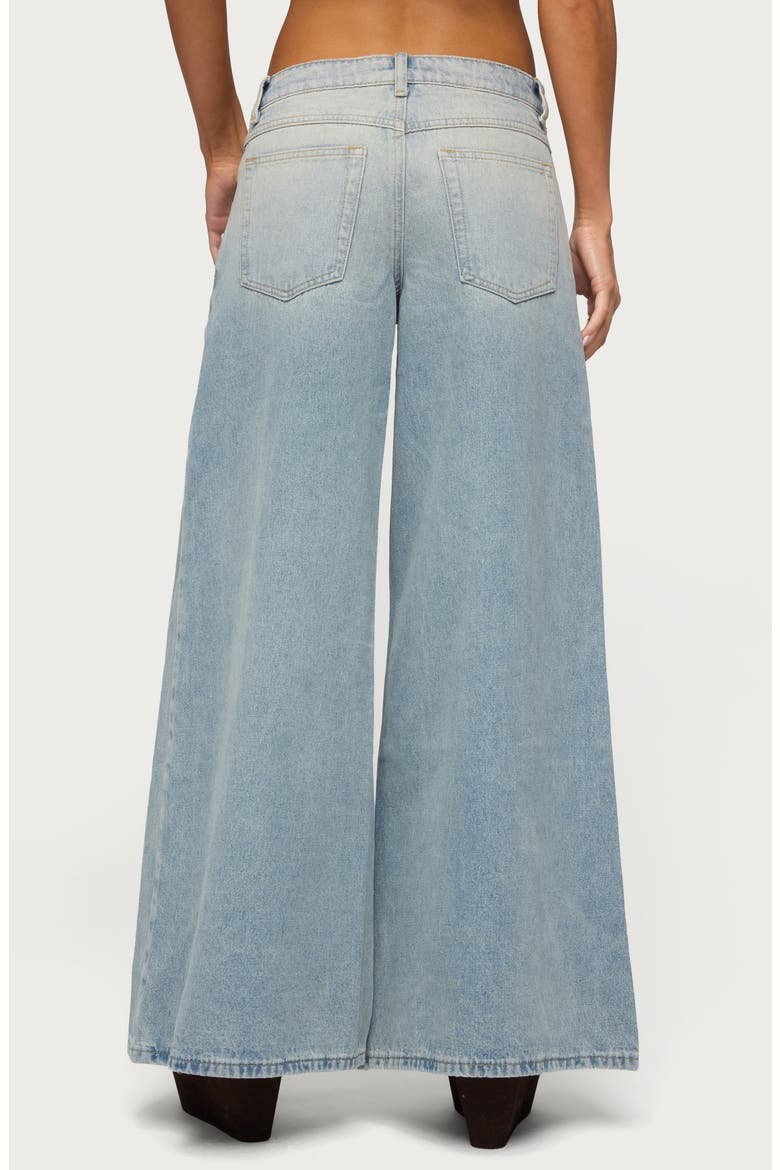 Stitched Low Rise Wide Leg Jeans, Alternate, color, BLUE-VINTAGE-WASHED