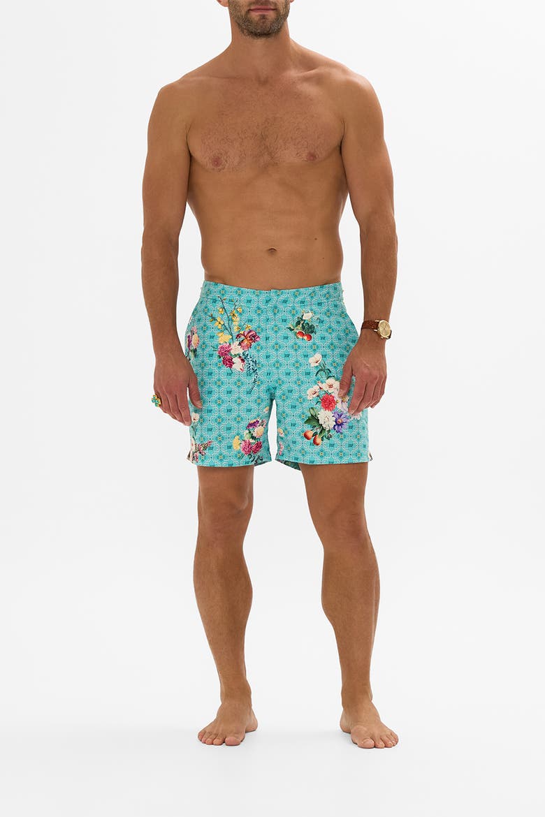 Mid Length Boardshort With Fixed Waist Gardens Of Queluz, Main, color, Gardens Of Queluz