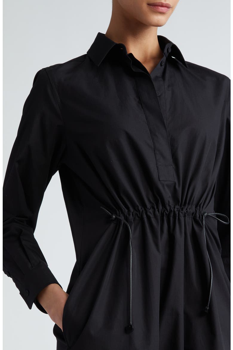 Gathered Poplin Shirtdress, Alternate, color, BLACK