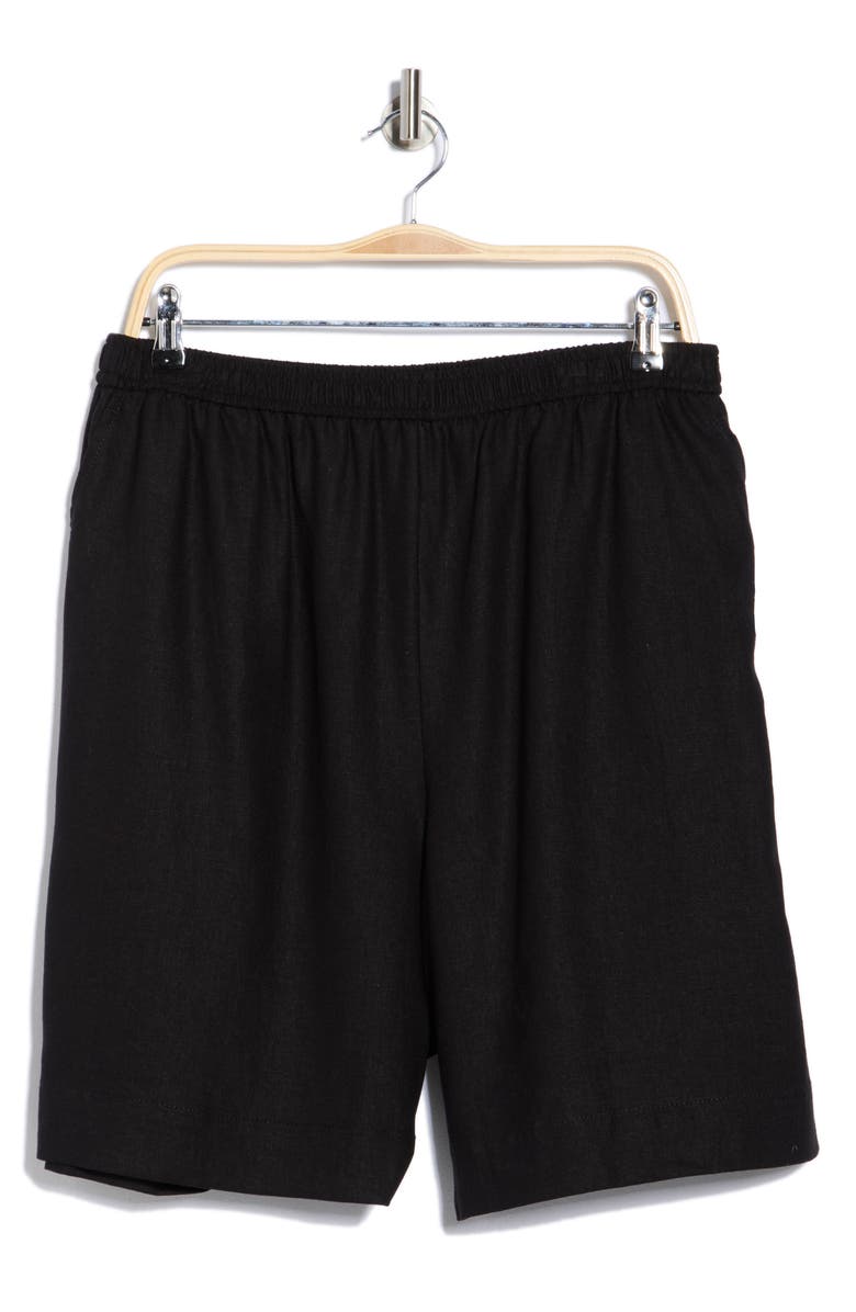 MAX STUDIO Linen Blend Bermuda Shorts, Alternate, color, Black