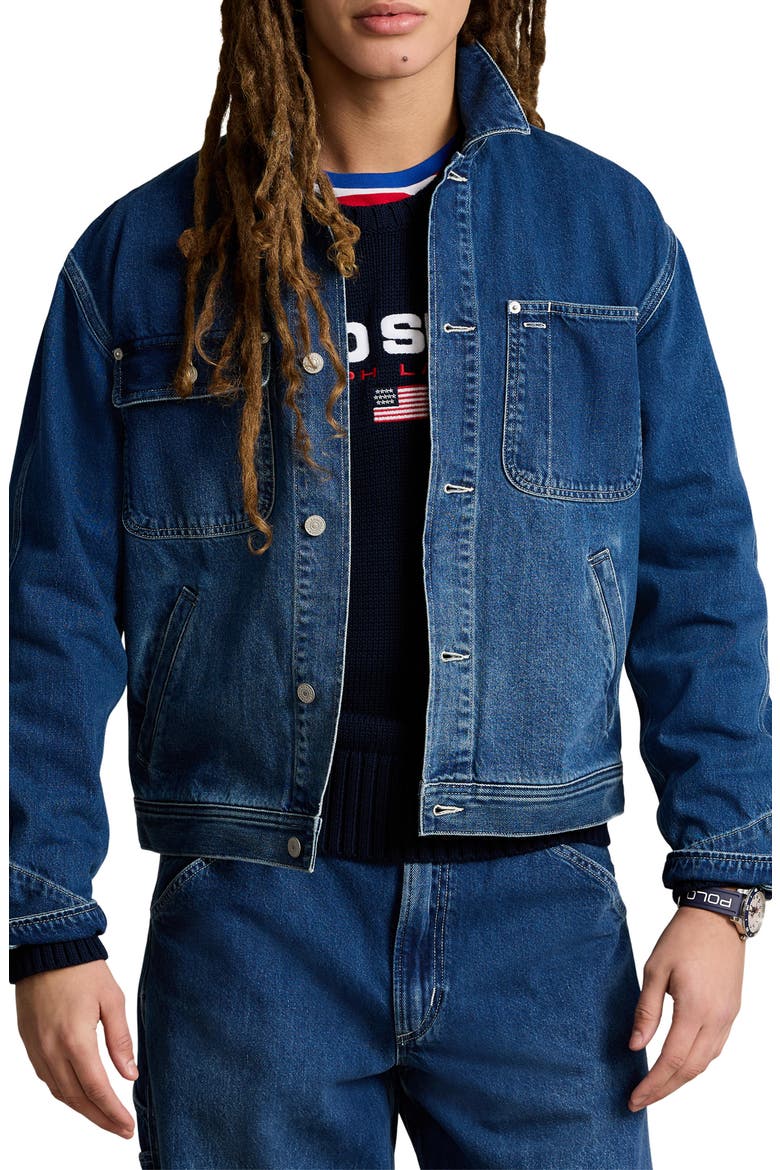Graphic Logo Denim Jacket, Main, color, EDGEMERE