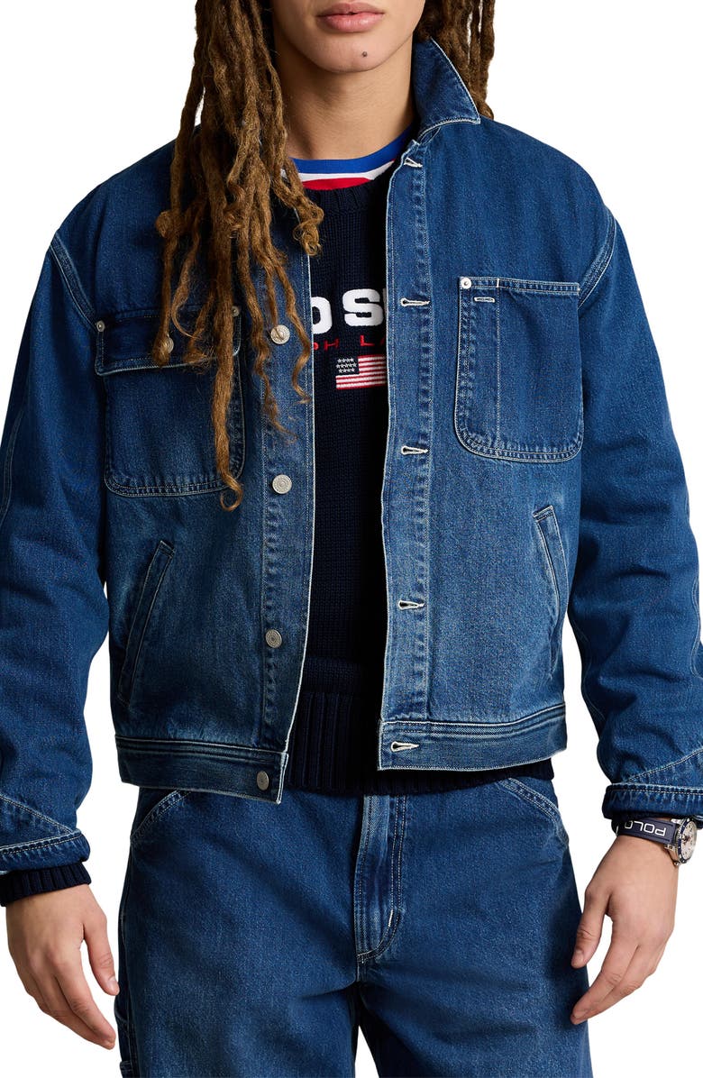 Polo Ralph Lauren Graphic Logo Denim Jacket, Main, color, 