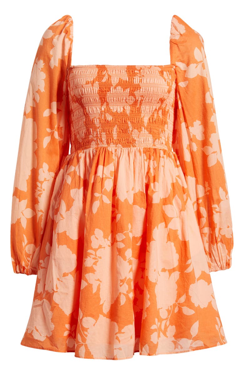 & Other Stories Smocked Long Sleeve Cotton Minidress, Alternate, color, 