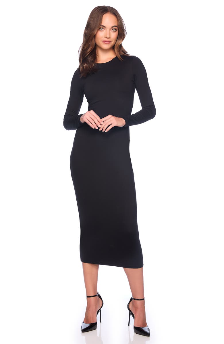 Susana Monaco Crewneck Long Sleeve Body-Con Midi Dress, Alternate, color, 