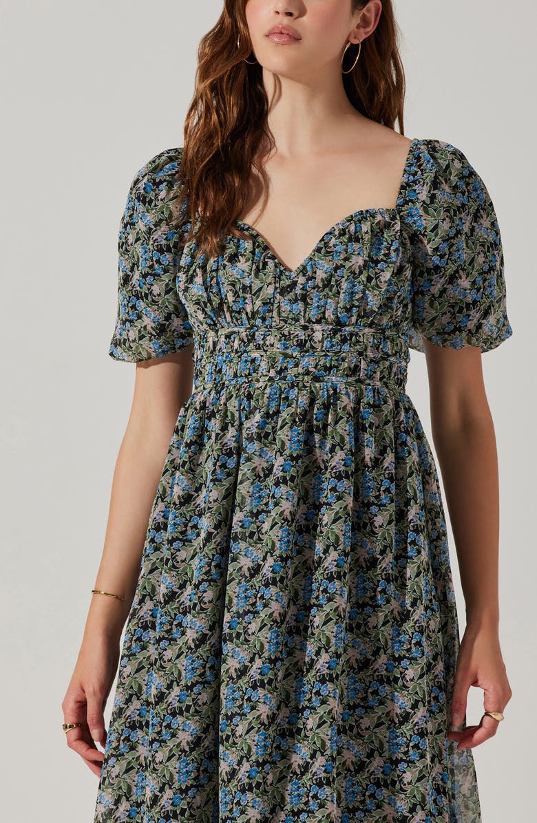ASTR the Label Floral Sweetheart Neck Dress, Alternate, color, 
