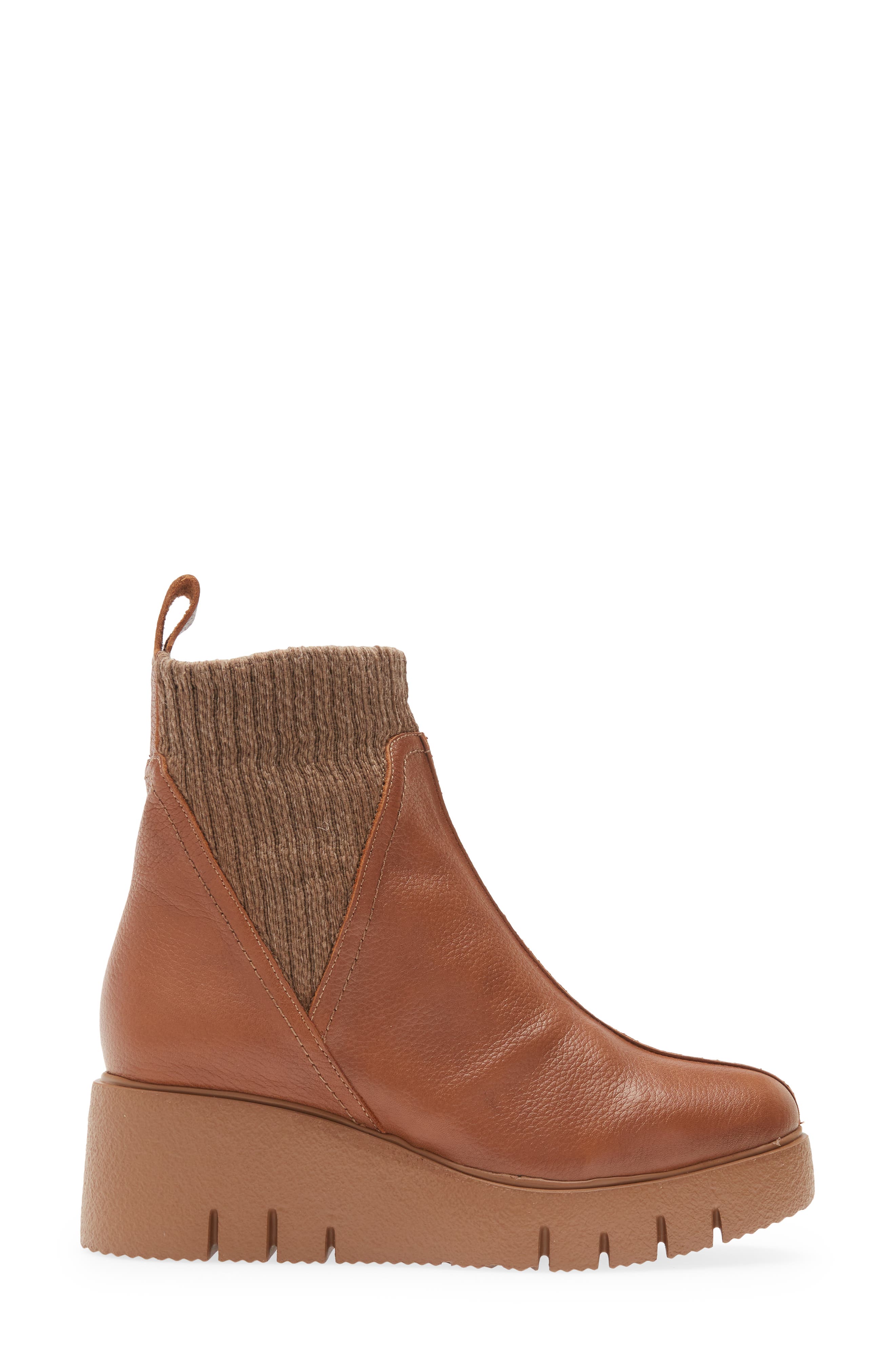 Wedge Sock Bootie, Alternate, color, CUERO BROWN