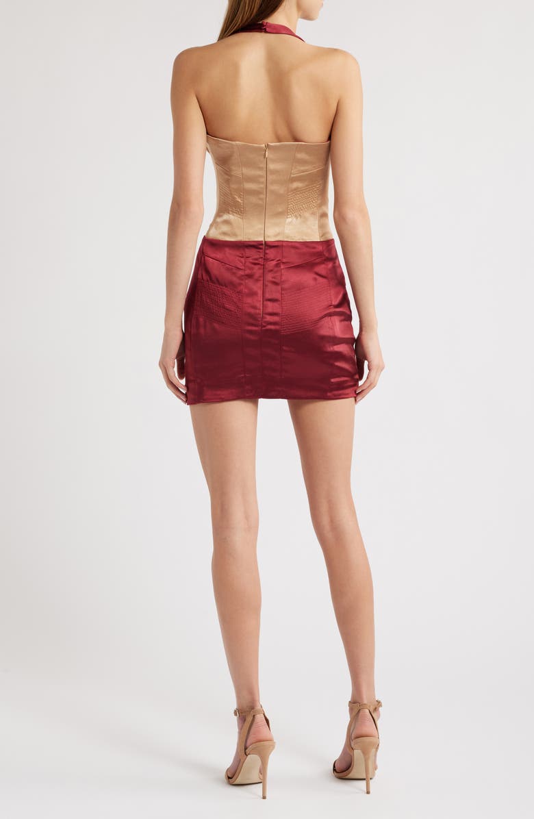 Mistress Rocks Lace Up Corset Minidress, Alternate, color, Dark Cherry Biscuit