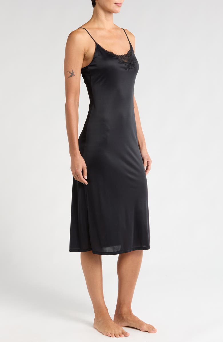 Natori Body Doubles Lace Trim Nightgown, Alternate, color, Black