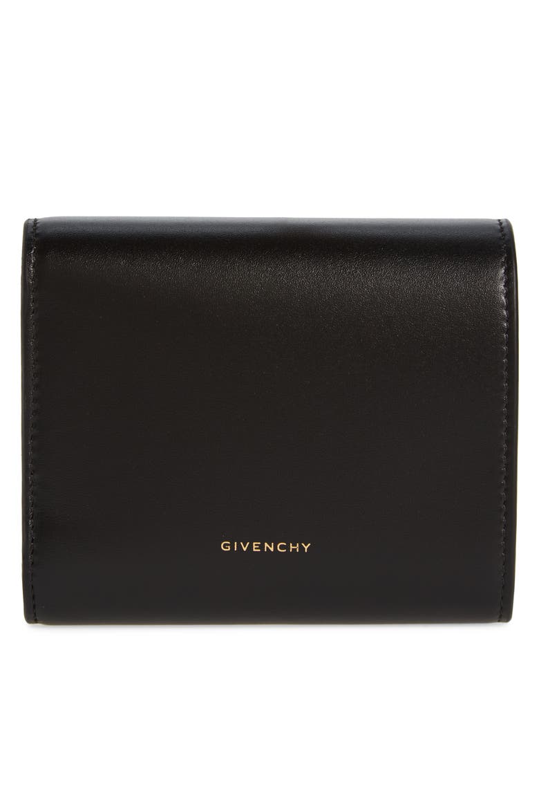 4G Leather Trifold Wallet, Alternate, color, BLACK