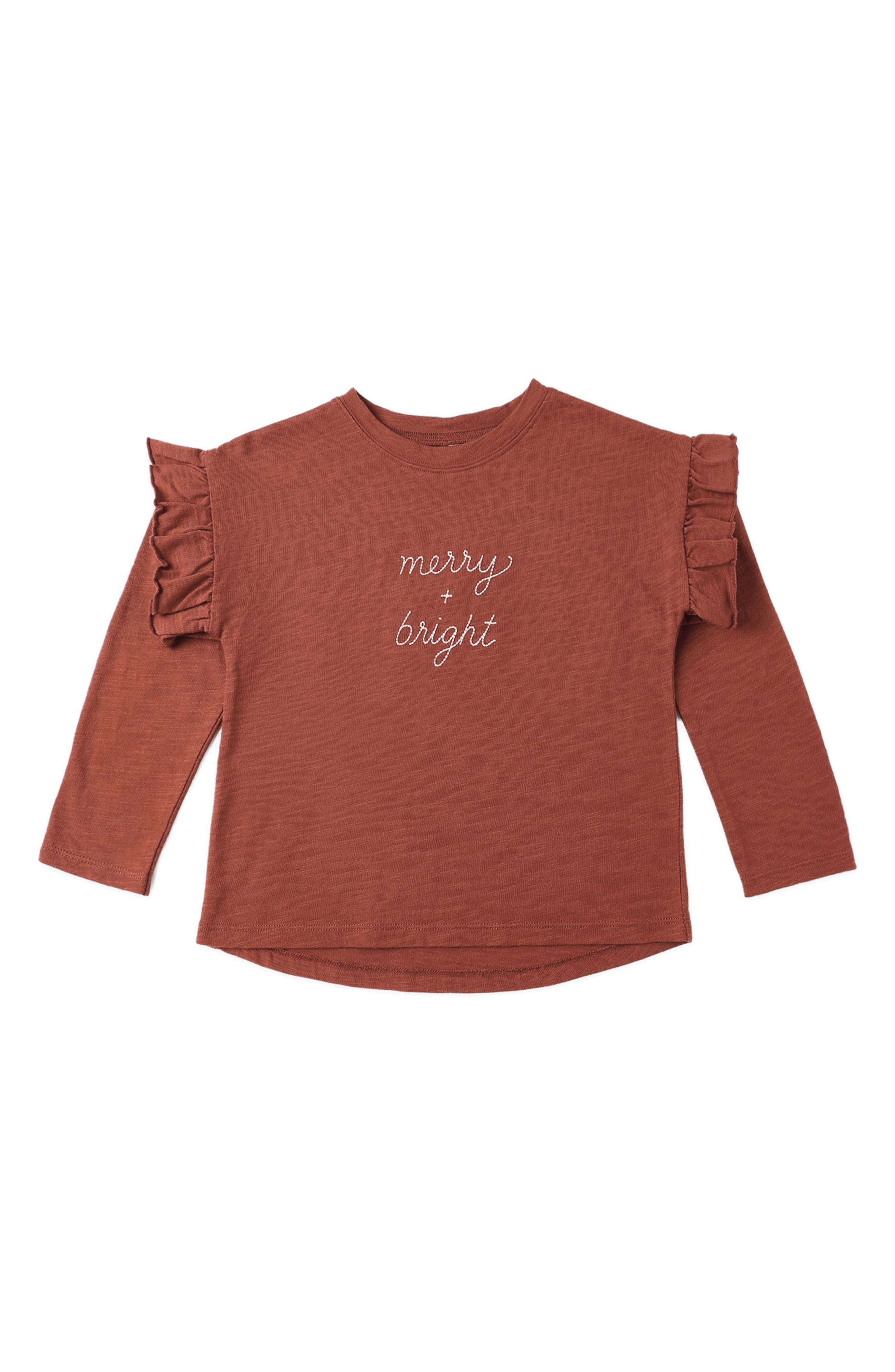 Ruffled Long Sleeve Graphic T-Shirt