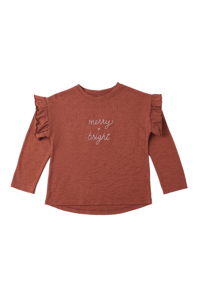 Ruffled Long Sleeve Graphic T-Shirt, Main, color, MERRY N BRIGHT
