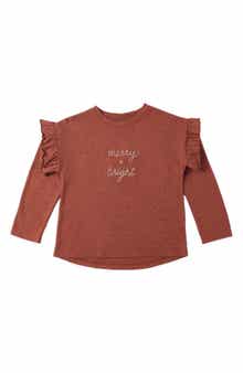 Ruffled Long Sleeve Graphic T-Shirt
