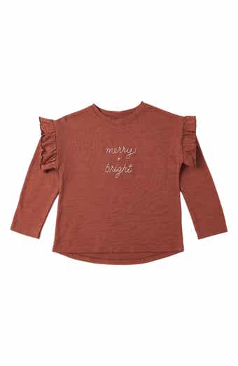 Ruffled Long Sleeve Graphic T-Shirt