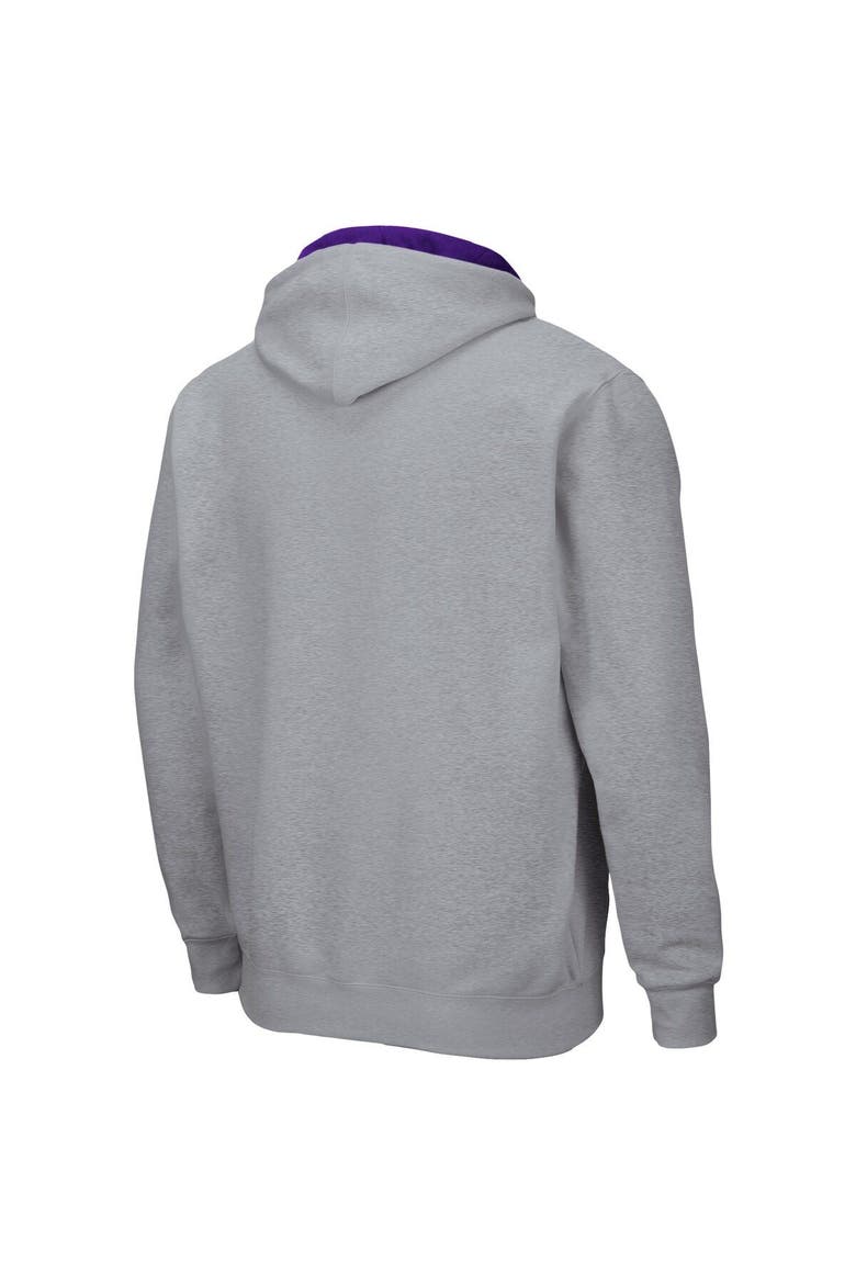 Men's Colosseum Heathered Gray Kansas State Wildcats Arch & Logo 3.0 Full-Zip Hoodie, Alternate, color, Heather Gray