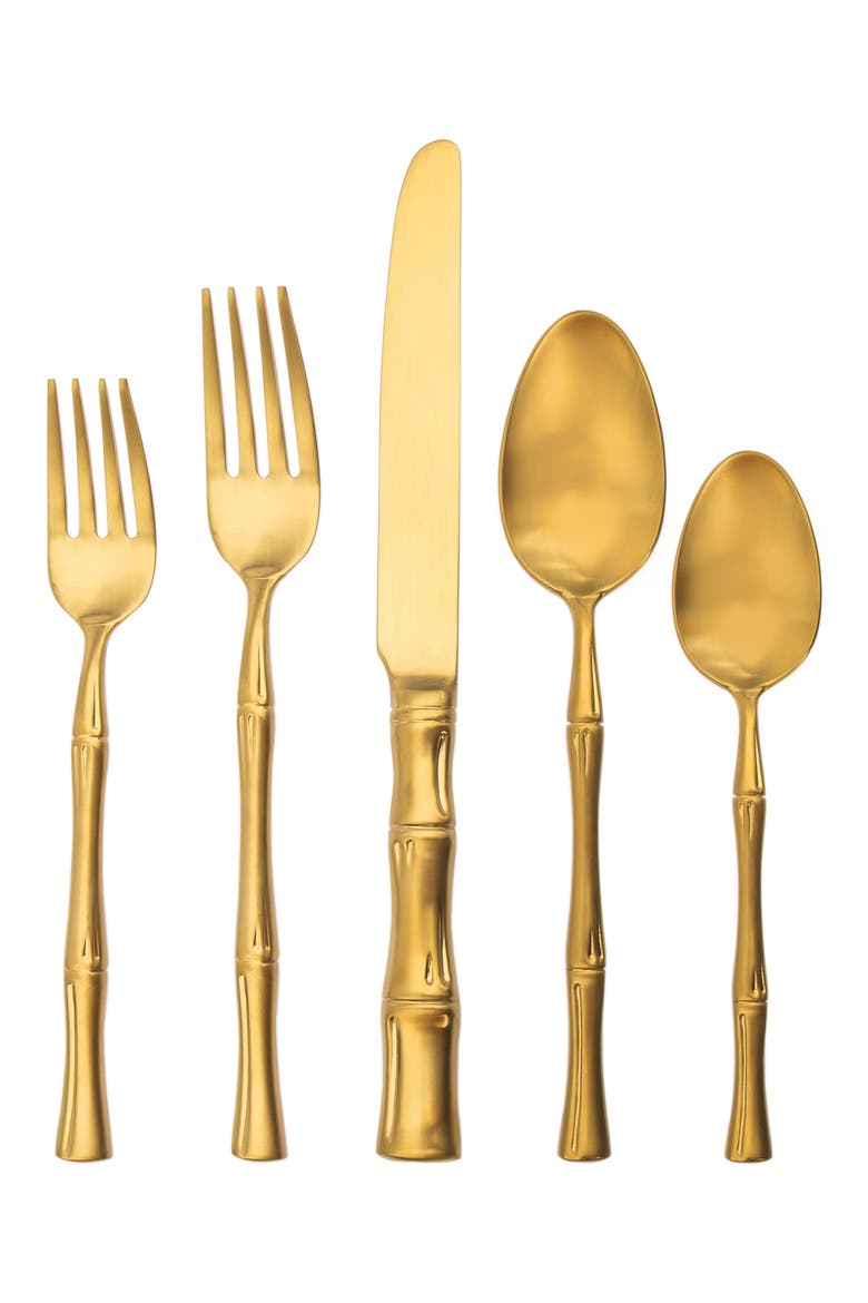Bamboo Gold 20-Piece Flatware Set, Main, color, GOLD