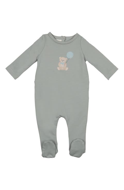 Teddy Print Footie (Baby)