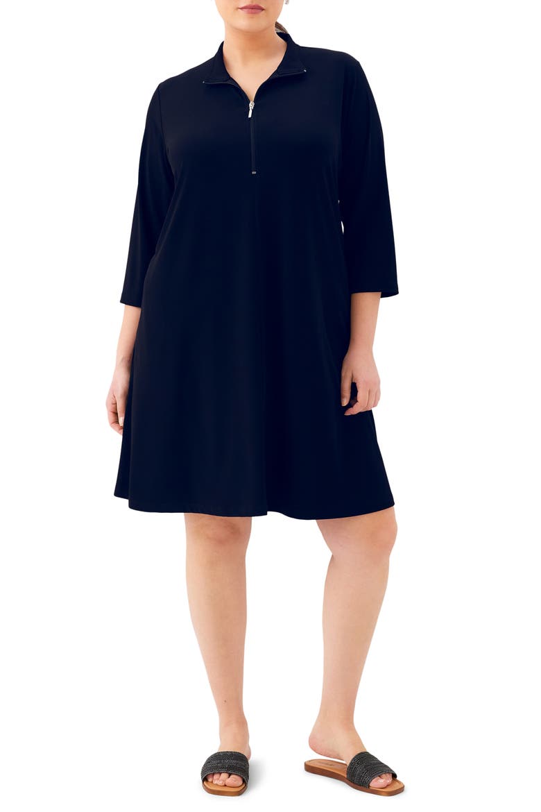 Half Zip Travel Jersey Dress, Main, color, NAVY