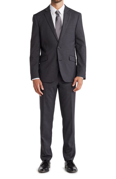 Houdstooth Print Two Button Notch Lapel Suit