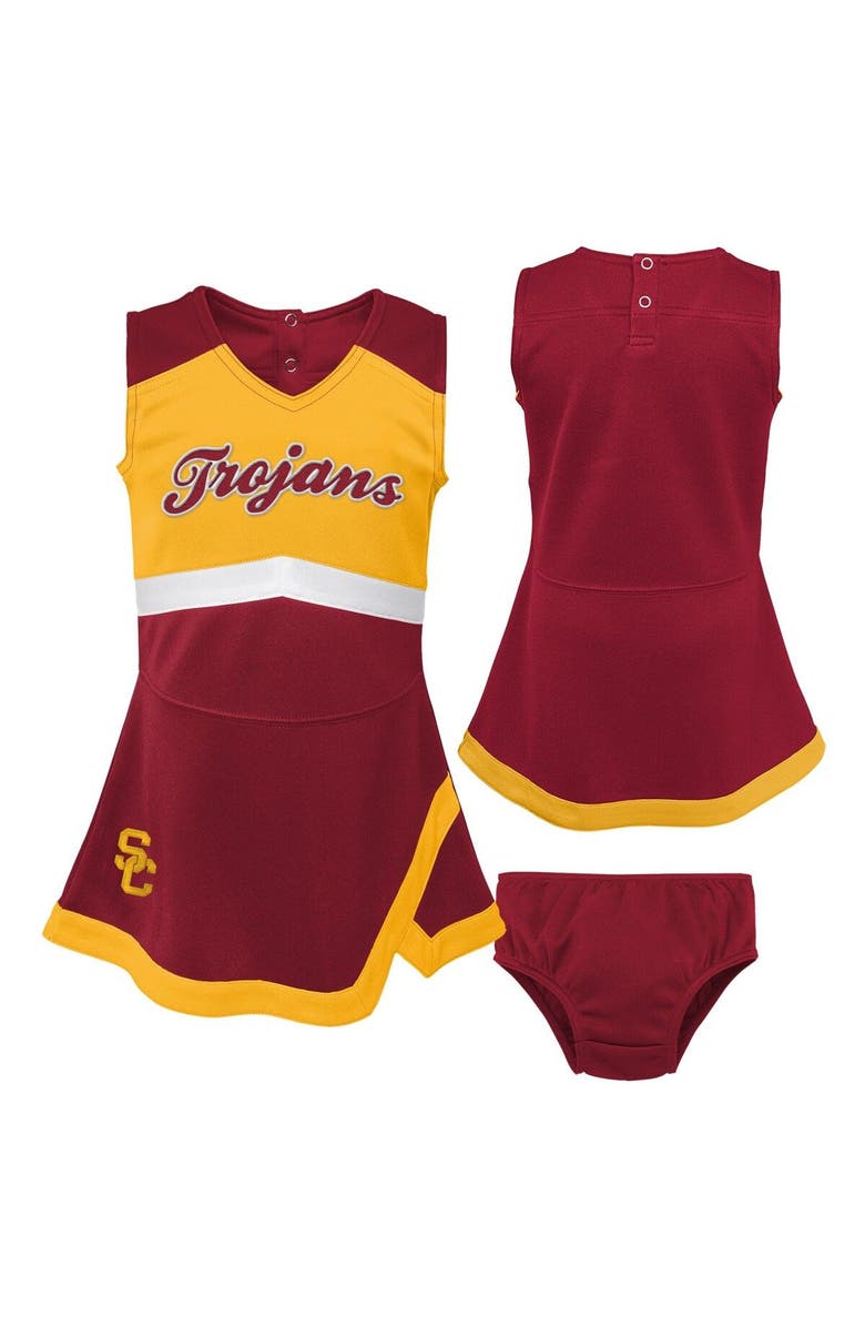 Outerstuff Girls Toddler Cardinal/Gold USC Trojans Two-Piece Cheer Captain Jumper Dress & Bloomers Set, Main, color, Cardinal