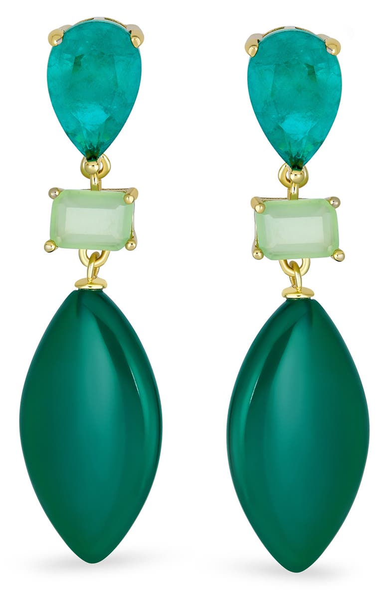 BLING JEWELRY Geometric Amazonite Teardrop Earrings, Alternate, color, Green