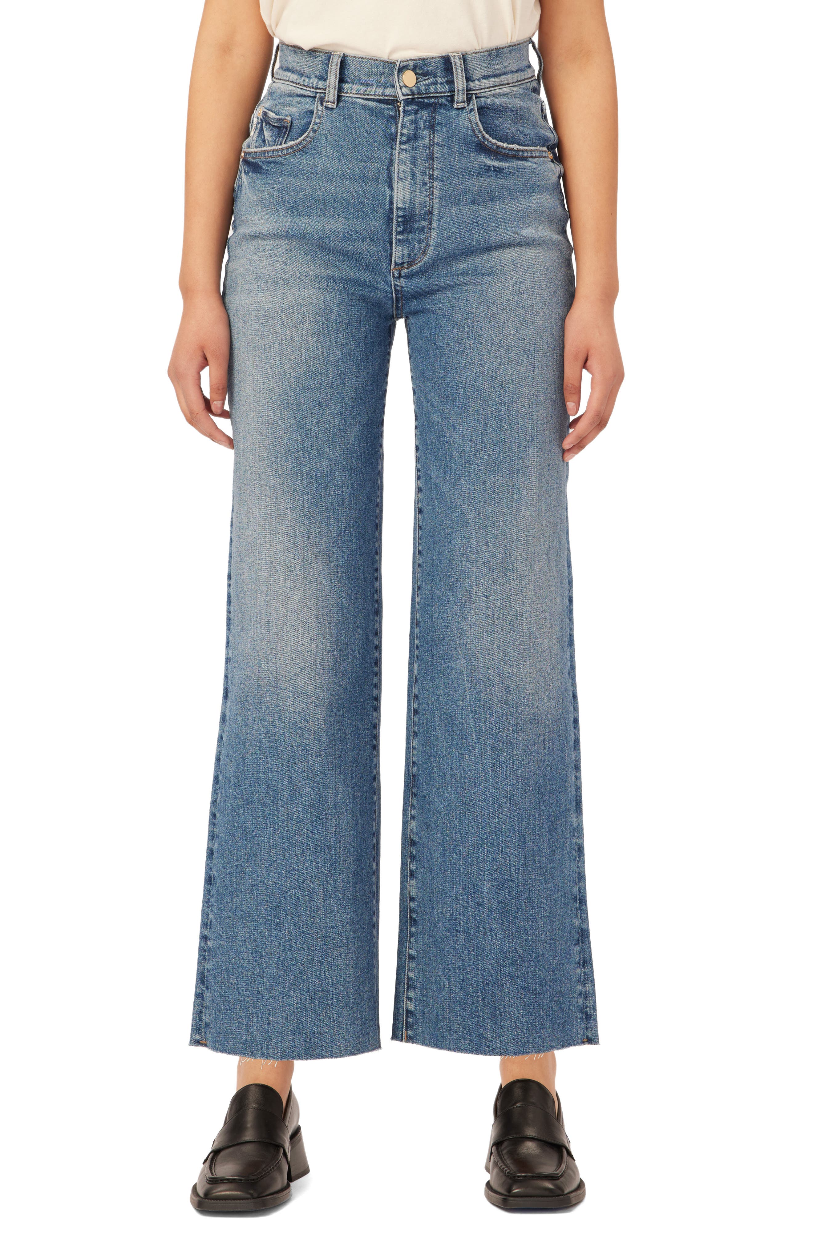 Hepburn High Waist Ankle Wide Leg Jeans