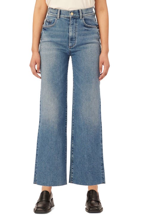 Hepburn High Waist Ankle Wide Leg Jeans