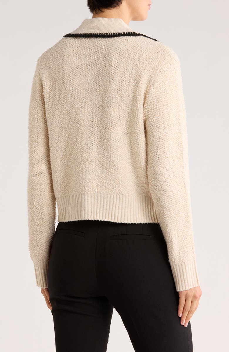 ELIE ELIE TAHARI Contrast Trim Buttoned Cardigan, Alternate, color, Ivory/ Black