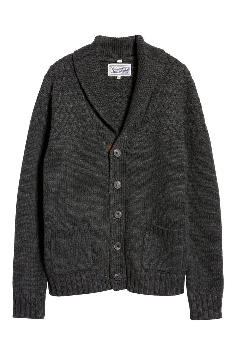 Corduroy Elbow Patch Wool Blend Cardigan, Alternate, color, HEATHER BLACK