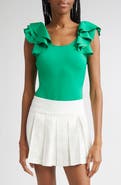 Alice + Olivia Tawny Ruffle Sleeve Bodysuit