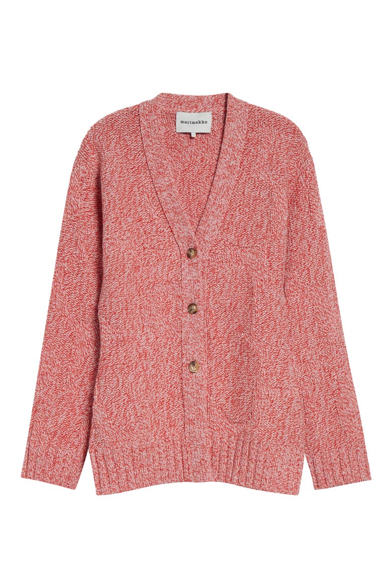 Aamu Unikko Wool Cardigan, Alternate, color, RED MELANGE