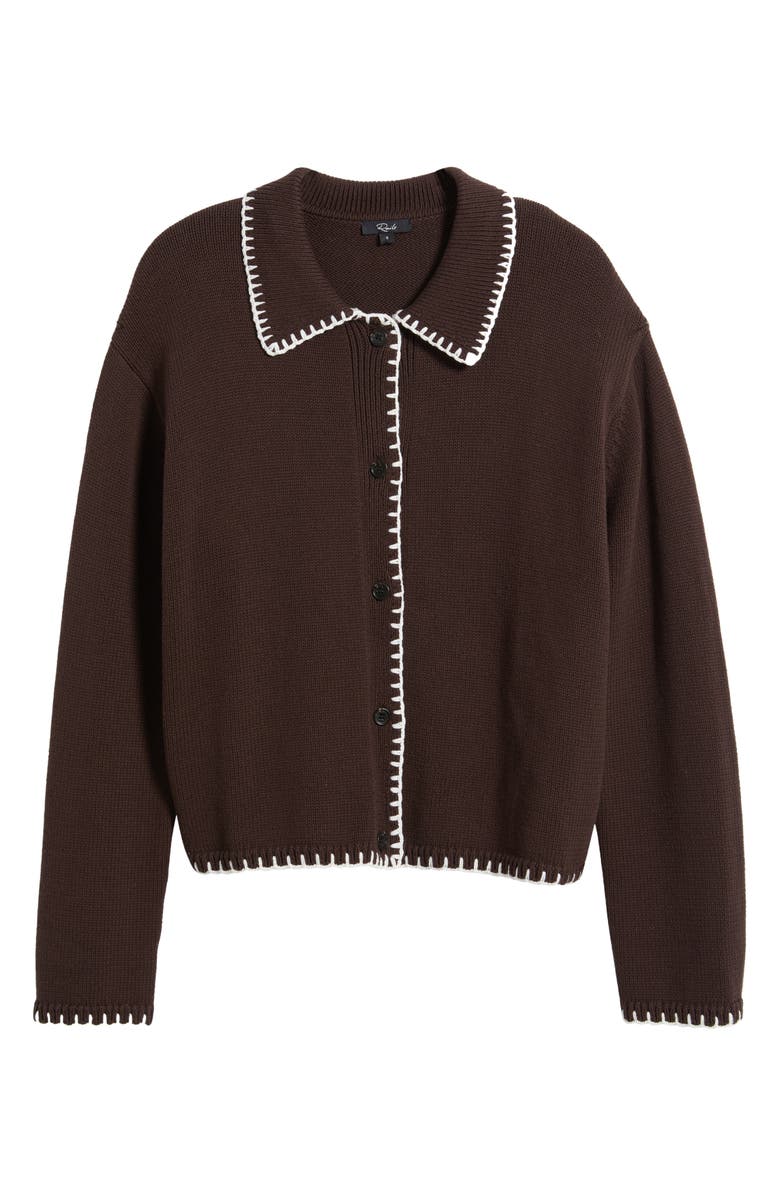 Rails Rayleen Collar Cotton Cardigan, Alternate, color, Brown Ivory Blanket Stitch
