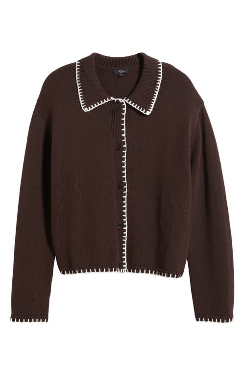 Rails Rayleen Cardigan Brown Ivory Blanket Stitch In Brown