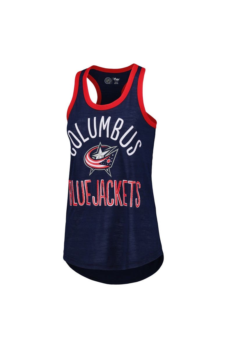 G-III 4HER BY CARL BANKS Women's G-III 4Her by Carl Banks Navy Columbus Blue Jackets First Base Racerback Scoop Neck Tank Top, Alternate, color, Navy