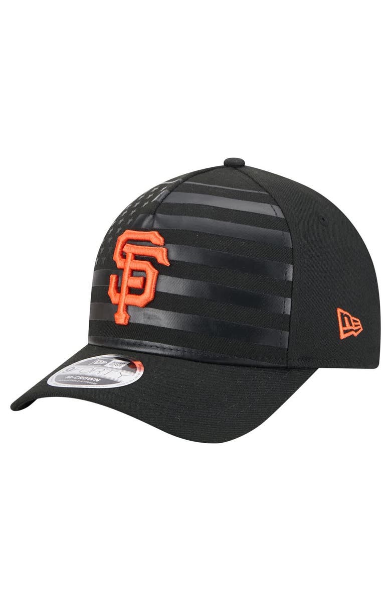 New Era Men's New Era Black San Francisco Giants American Flag 9FORTY M-Crown A-Frame Adjustable Hat, Main, color, Black