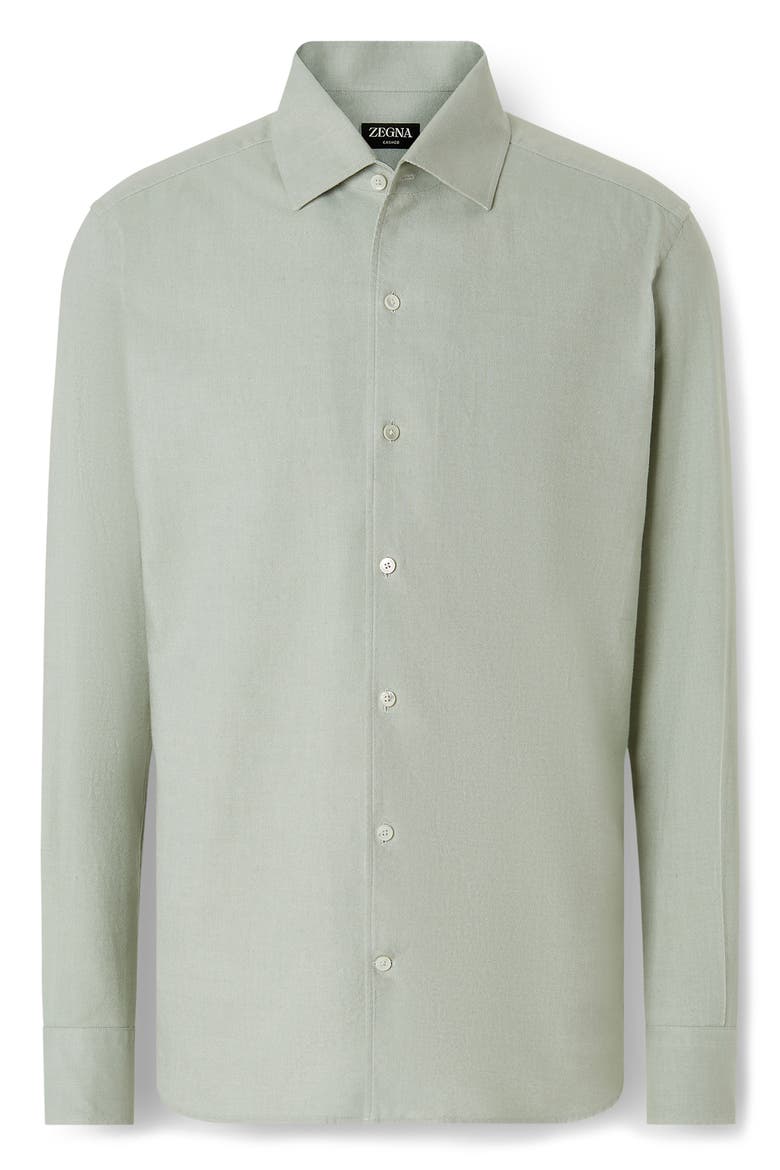 Cashco Cashmere & Cotton Button-Up Shirt, Alternate, color, LIGHT GREEN